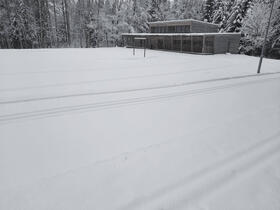 Trutnov, Park and forest park in winter, cross-country skiing tracks on Paradraha