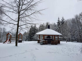 Trutnov, Park and forest park in winter, forest gazebo