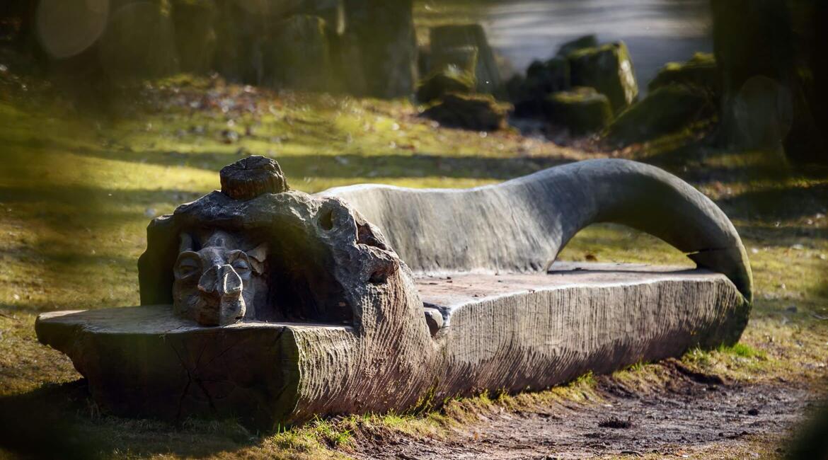 Trutnov, Procházky s pšíběhem, Geufun, Park s lesopark, dračí lavička, foto Lenka Hurdálková